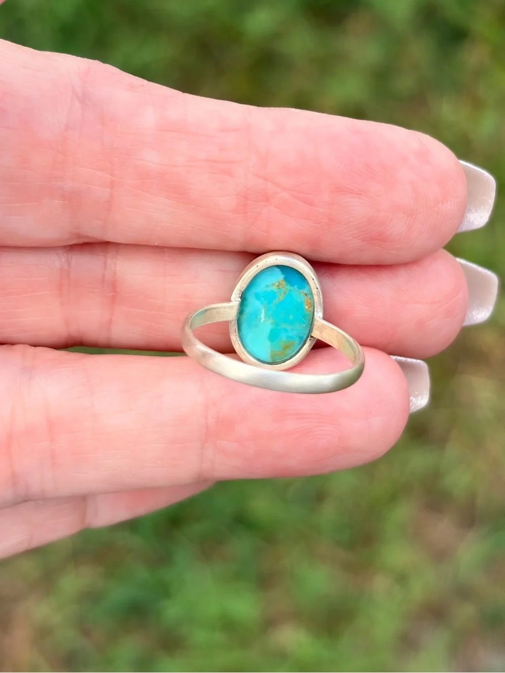 925 Sterling Silver Turquoise Oval Ring